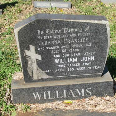 WILLIAMS William John -1985 &amp; Johanna Francies -1963