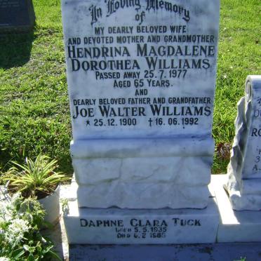 WILLIAMS Joe Walter 1900-1992 &amp; Hendrina Magdalena Dorothea -1977 :: TUCK Daphne Clara 1935-1985
