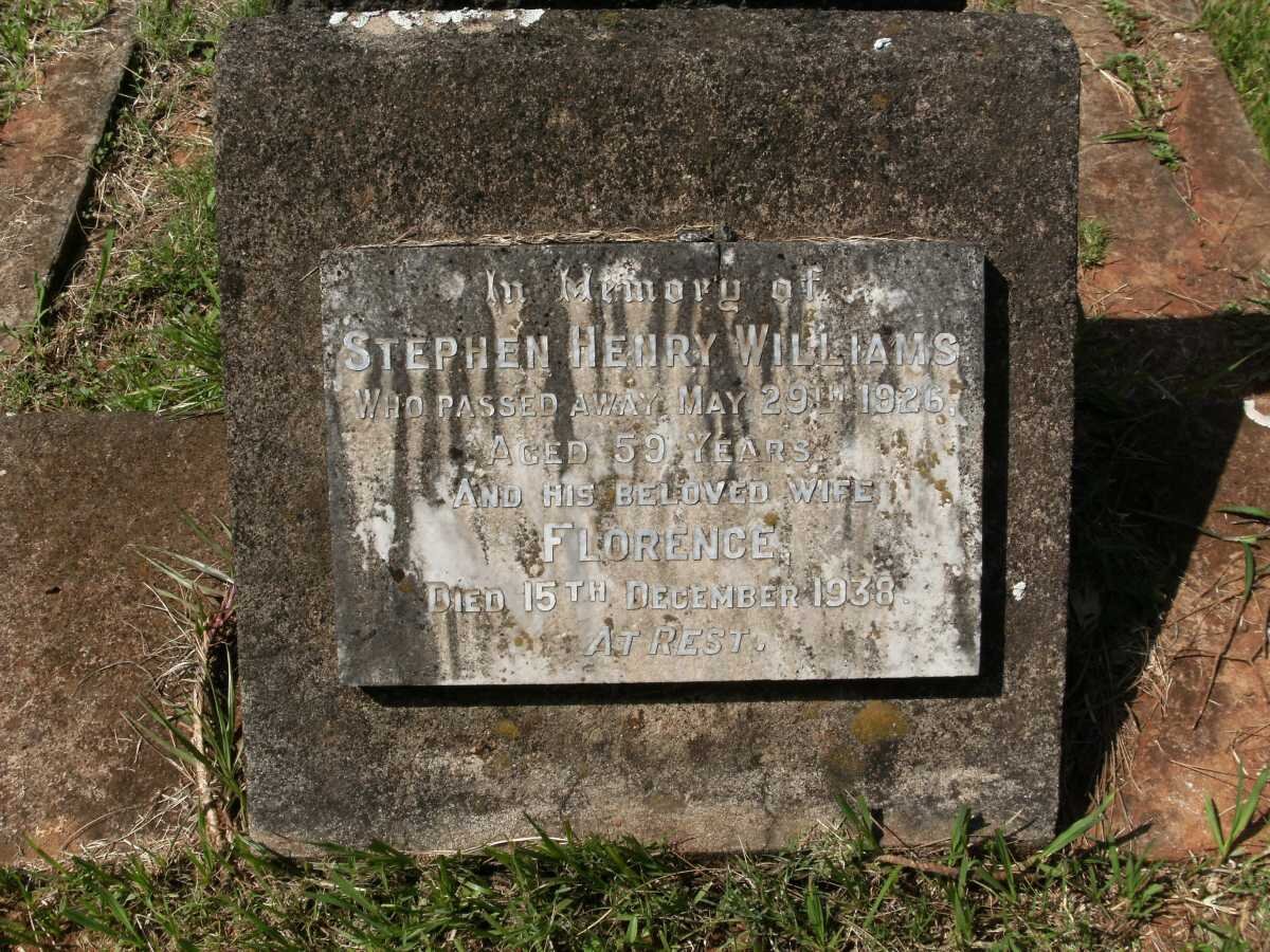 WILLIAMS Stephen Henry -1926 &amp; Florence -1938