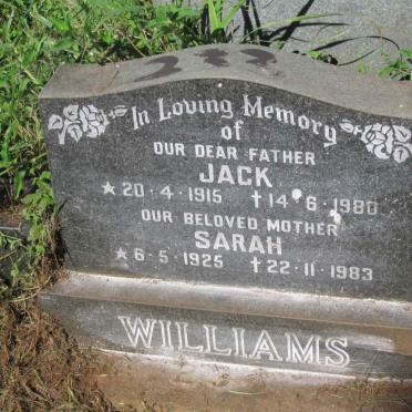 WILLIAMS Jack 1915-1980 &amp; Sarah 1925-1983