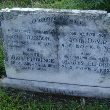 WILLIAMS John Dickson 1895-1971 &amp; Ruby Florence 1895-1991