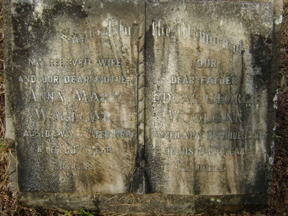 WOOLGAR Edgar George -1958 &amp; Anna Mary -1956