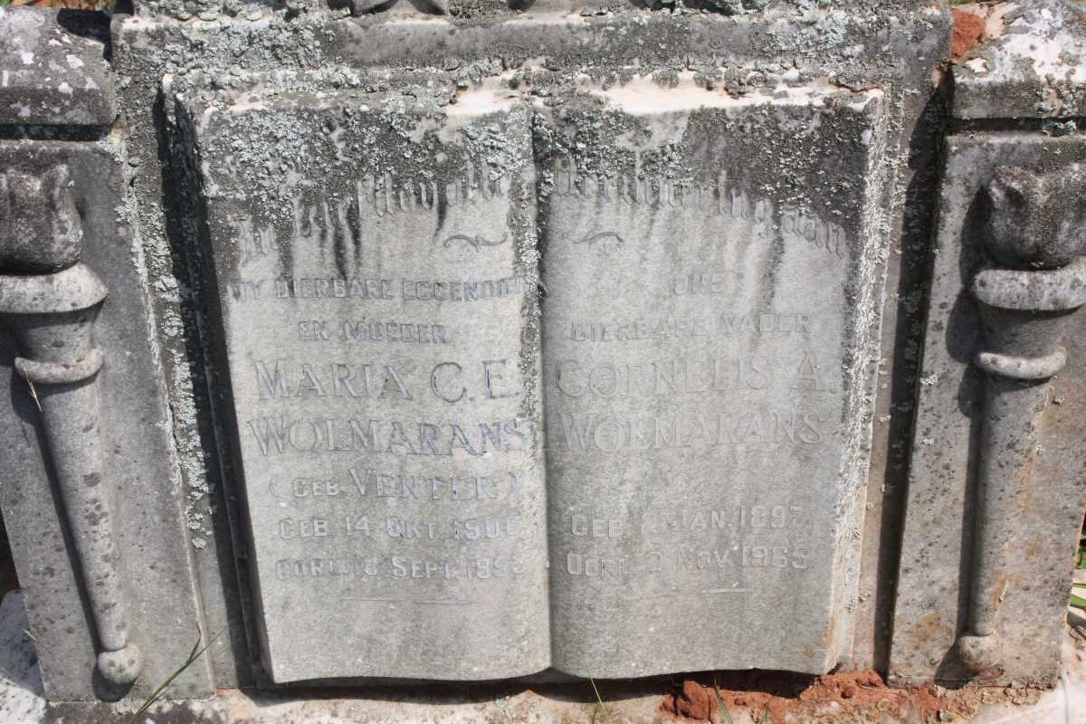 WOLMARANS Cornelis A. 1897-1965 &amp; Maria C.E. VENTER 1900-1953