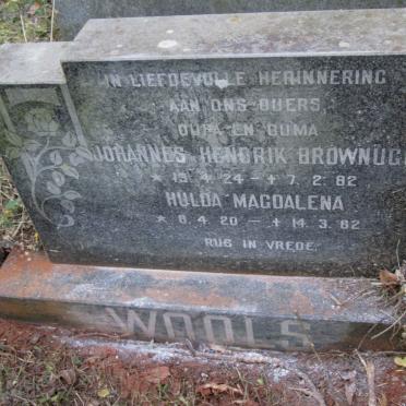 WOOLS Johannes Hendrik Brownugg 1924-1982 &amp; Hulda Magdalena 1920-1982