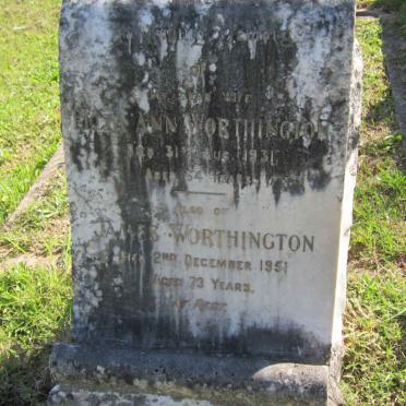 WORTHINGTON Eliza Ann -1931 :: WORTHINGTON James -1951