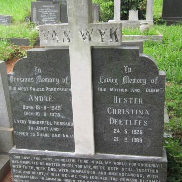 WYK André, van 1949-1975 :: WYK Hester Christina, van nee DEETLEFS 1926-1989