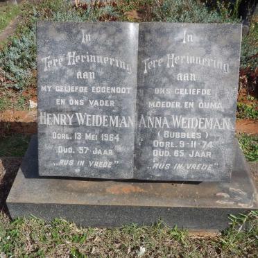 WEIDEMAN Henry -1964 &amp; Anna -1974