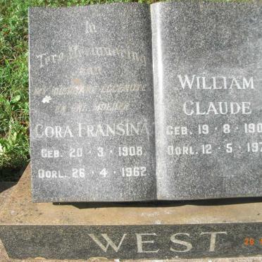 WEST William Claude 1907-1971 &amp; Cora Fransina 1908-1962