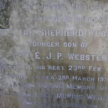 WEBSTER Ian Shepherd -1954 &amp; Barbara Lucy MORRIS 1917-1975