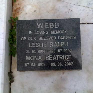 WEBB Leslie Ralph 1904-1992 &amp; Mona Beatrice 1909-2002