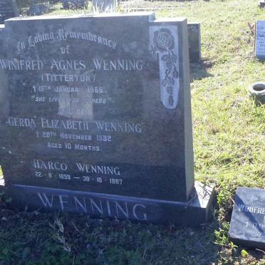 WENNING Harco 1899-1987 :: WENNING Gerda Elizabeth -1932 :: WENNING Winifred Agnes TITTERTON -1966