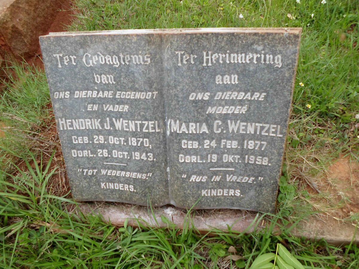 WENTZEL Hendrik J. 1870-1943 &amp; Maria C. 1877-1958