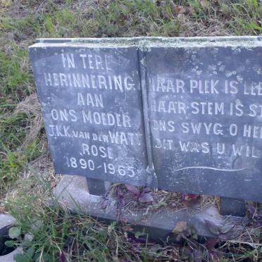 WATT J.K.K., van der 1890-1965