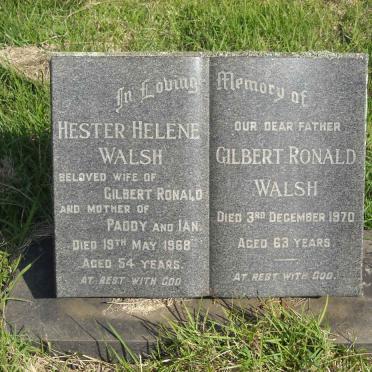 WALSH Gilbert Ronald -1970 &amp; Hester Helene -1968