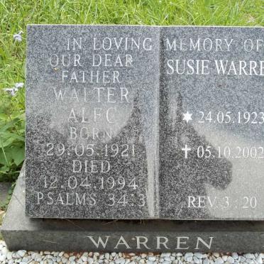 WARREN Walter Alec 1921-1994 &amp; Susie 1923-2002