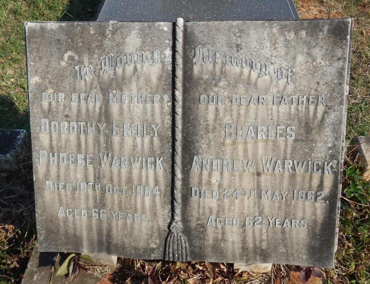 WARWICK Charles Andrew -1962 &amp; Dorothy Emily Phoebe -1964