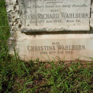 WAHLBURN Henry -1927 :: WAHLBURN Joan Regina -1928 :: WAHLBURN Cecil Richard -1950 &amp; Christina -1958 
