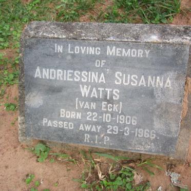 WATTS Andriessina Susanna nee VAN ECK 1906-1966