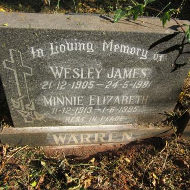 WARREN Wesley James 1905-1981 &amp; Minnie Elizabeth 1913-1995