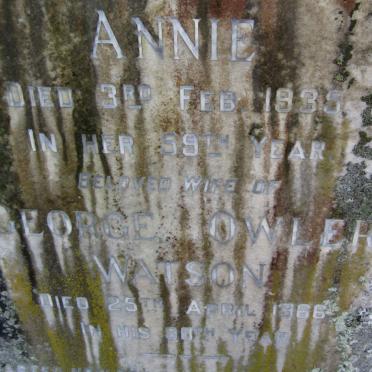 WATSON George Owler -1966 &amp; Annie -1935