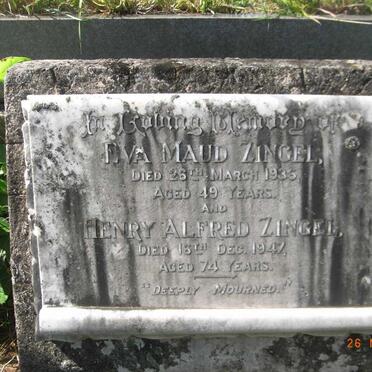 ZINGEL Henry Alfred -1947 :: ZINGEL Eva Maud -1936
