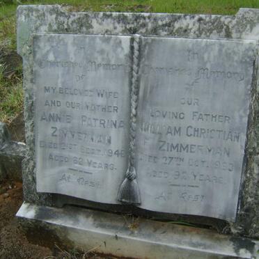 ZIMMERMAN William Christian F. -1963 &amp; Annie Patrina -1946