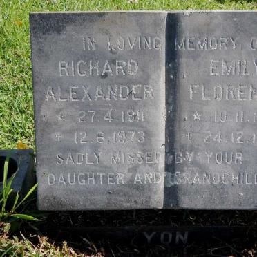 YON Richard Alexander 1911-1973 &amp; Emily Florence 1919-1965