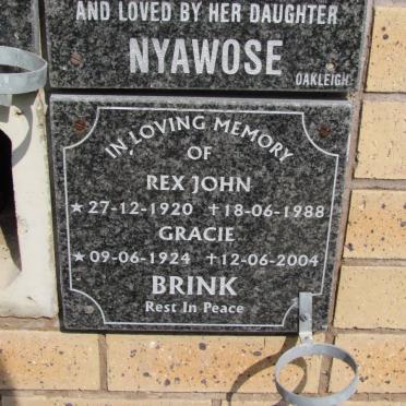 BRINK Rex John 1920-1988 &amp; Gracie 1924-2004