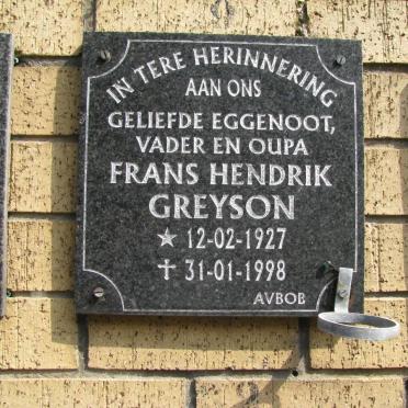 GREYSON Frans Hendrik 1927-1998