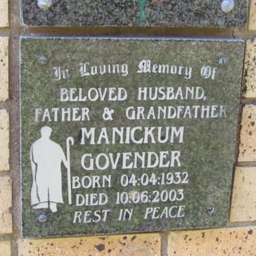 GOVENDER Manickum 1932-2003