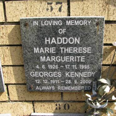 HADDON Georges Kennedy 1911-2000 &amp; Marie Therese Marguerite 1926-1995