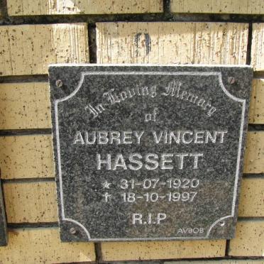 HASSETT Aubrey Vincent 1920-1997