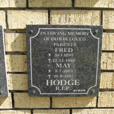 HODGE Fred 1899-1960 &amp; May 1903-1997