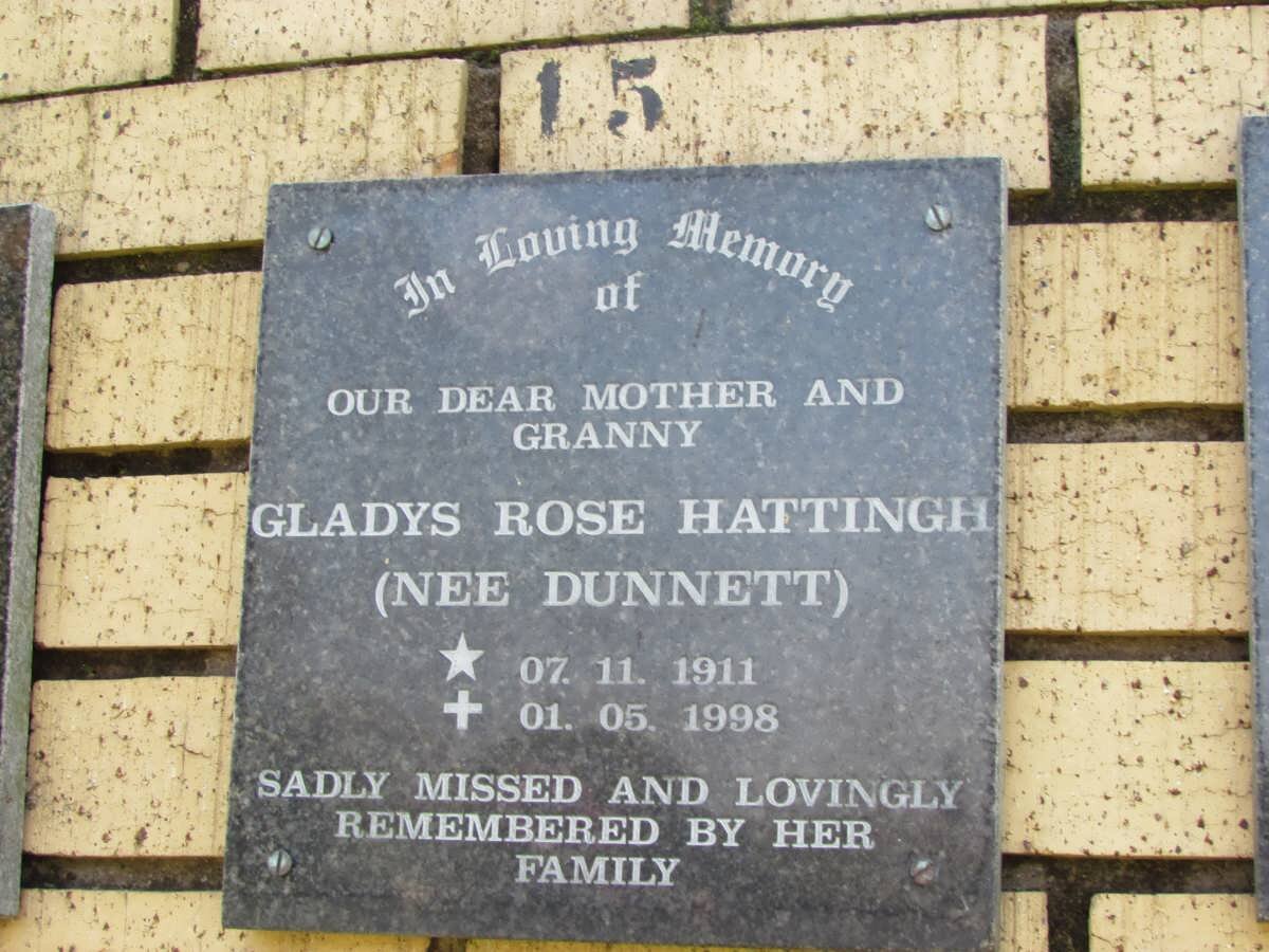 HATTINGH Gladys Rose nee DUNNETT 1911-1998