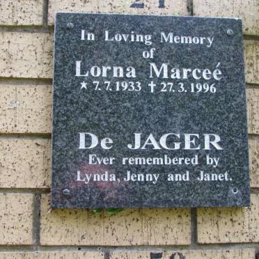 JAGER Lorna Marcee, de 1933-1996
