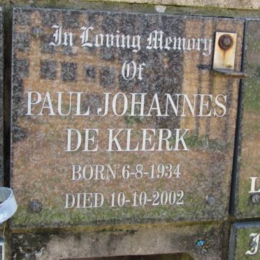 KLERK Paul Johannes, de 1934-2002