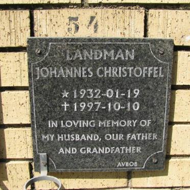 LANDMAN Johannes Christoffel 1932-1997