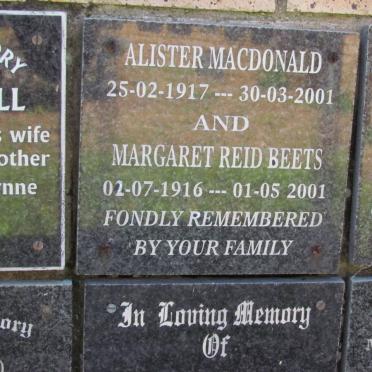 McDONALD Alister 1917-2001 :: BEETS Margaret Reid 1916-2001