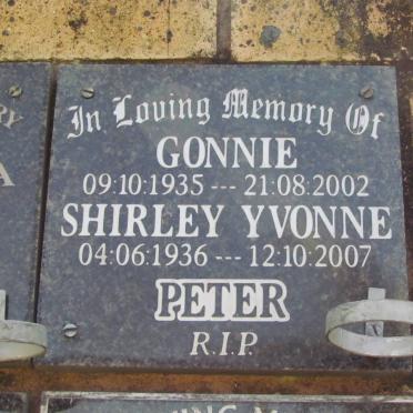 PETER Connie 1935-2002 &amp; Shirley Yvonne 1936-2007