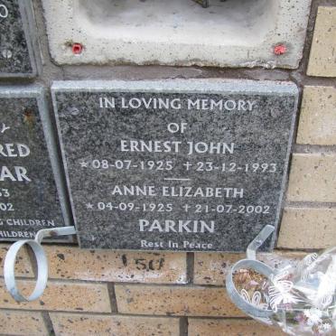 PARKIN Ernest John 1925-1993 &amp; Anne Elizabeth 1925-2002