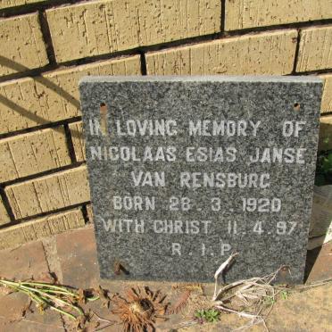 RENSBURG Nicolaas Esias, Janse van 1920-1997