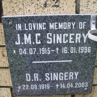 SINGERY J.M.C. 1915-1996 &amp; D.R. 1919-2003