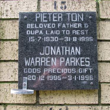 TON Pieter 1930-1995 :: PARKES Jonathan Warren 1995-1996