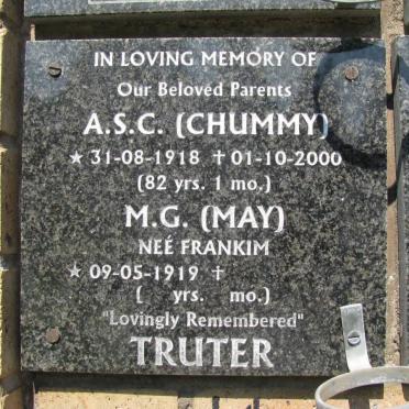 TRUTER A.S.C. 1918-2000 &amp; M.G. FRANKIM 1919-
