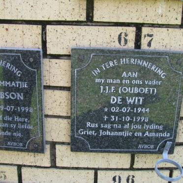 WIT J.J.F., de 1944-1998