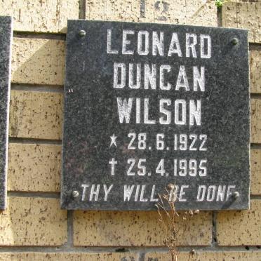 WILSON Leonard Duncan 1922-1995