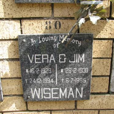 WISEMAN Jim 1930-1995 &amp; Vera 1929-1994