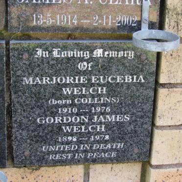 WELCH Gordon James 1898-1978 &amp; Marjorie Eucebia COLLINS 1910-1976