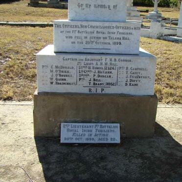 2. List of names - 1st Battalion Royal Irish Fusiliers Memorial - Killed in action at Talana Hill