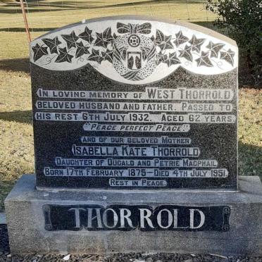 THORROLD West -1932 &amp; Isabella Kate MACPHAIL 1875-1951